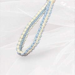 ハンドメイド 手作り 携帯ストラップ キーホルダー 花 キーリング 淡色 水色の画像