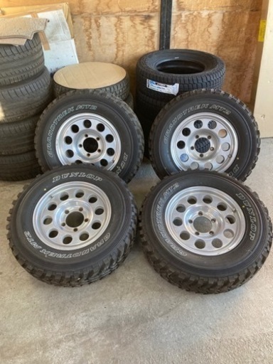 225/75R16 マッドタイヤ&ホイールセット　ジムニーJA11 JB23など　9.5分山イボ付