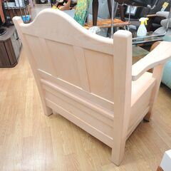 1人掛けソファ 木製 引き出し収納付き ナチュラル 幅81cm 奥行63cm 高さ80cm 肘付き アームソファ 1Pソファー 華詩夢 kashimu 札幌 西岡店　　　　の画像