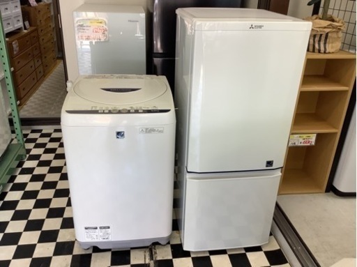 【リサイクルサービス八光】2014年製　一人暮らし用 4.5kg洗濯機・146L 2ドア冷蔵庫 セット