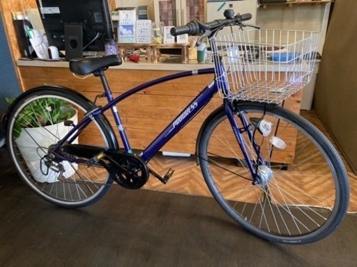 【チェーン新品！】 LEDオートライト　6段変速　27インチシティクロス　パープルネイビー