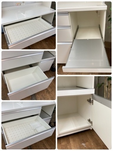 S160 ★ 綺麗 パモウナ キッチンボード カップボード 食器棚 幅120cm ブルーモーション搭載 USED