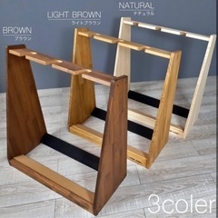 WOODWORKS 日本製 ギタースタンド エレキギター用 ３本掛 (ブラウン)の画像