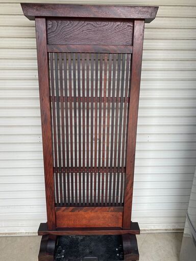【糸島市内 送料無料】九州民芸家具 樺無垢材縦格子衝立 和家具 間仕切り パーテーション 玄関 和室 茶室  ヴィンテージ 48159-1-1（0604-1）