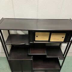 木製 茶箪笥 飾り棚 収納棚 昭和レトロ インテリア 幅107cm×奥行33cm×高さ