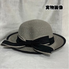 【新品未使用】麦わら帽子　リボン　ストローハット