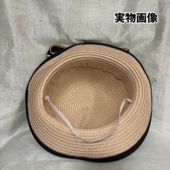 【新品未使用】麦わら帽子　リボン　ストローハットの画像