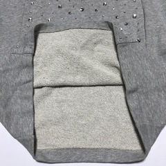 グリーンレーベルリラクシング　チュニック　ミニワンピース　グレー　F　中袖　五分丈　半袖　ストーンの画像