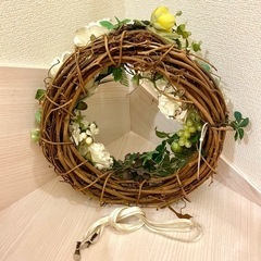 アートフラワー　フラワーレース　アレンジ　薔薇　ホワイト　飾り用　ハンドメイドの画像