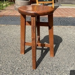 丸椅子　チェア　フラワースタンド　スツール　木製　中古品の画像