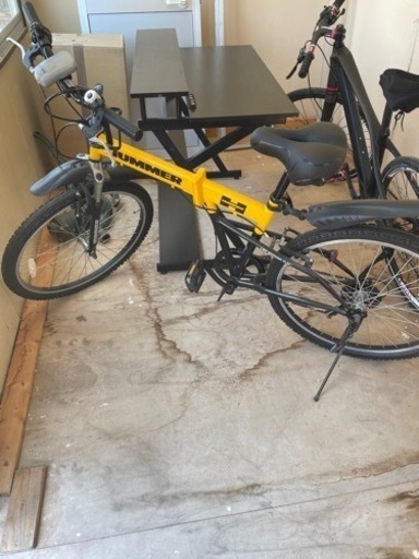 ほぼ使ってません。ドンキのHUMMERの折りたたみ自転車変速付き