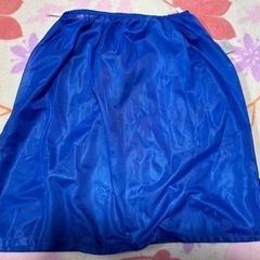 ブルーのサマーウール半袖ワンピース　Mの画像