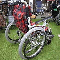 【中古】車イス　自走式　カワムラ　タイヤ新品交換済み　（赤）の画像
