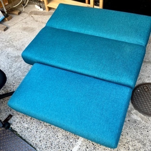 《売約済》【武蔵小山店】  ニトリ NITORI ソファベッド オットマン 付き リクライニング ターコイズブルー 2人掛け 2P ソ