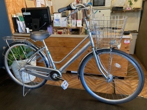 【ノーパンクタイヤ！】 LEDオートライト　内装3段　27インチ自転車　シルバー