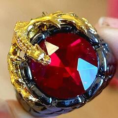 j→→→m40-1★黄金の翼竜 大粒ルビー紅玉 溶岩火口 金彩K18GFゴールドリング 誕生日プレゼント旅行連休夏海祭花火秋ギフト国内発送の画像