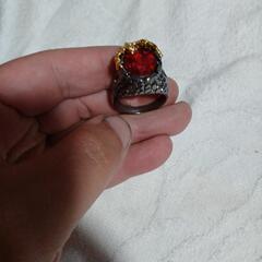 j→→→m40-1★黄金の翼竜 大粒ルビー紅玉 溶岩火口 金彩K18GFゴールドリング 誕生日プレゼント旅行連休夏海祭花火秋ギフト国内発送の画像