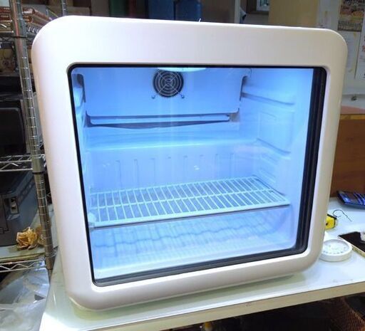 美品 Hijiru レトロ冷蔵ショーケース（業務用） 46L HJR-RK50WT ホワイト 小型冷蔵庫 スイッチ付LED庫内灯 2020年製 札幌市 新道東店