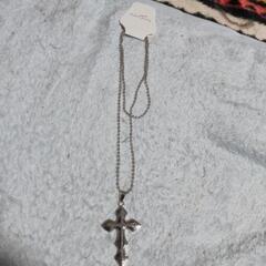 J2-3★黒鋼クロス三層ブラックメタル十字架 プラチナ仕上 925シルバーネックレス誕生日プレゼント連休夏祭盆ギフト国内発送の画像