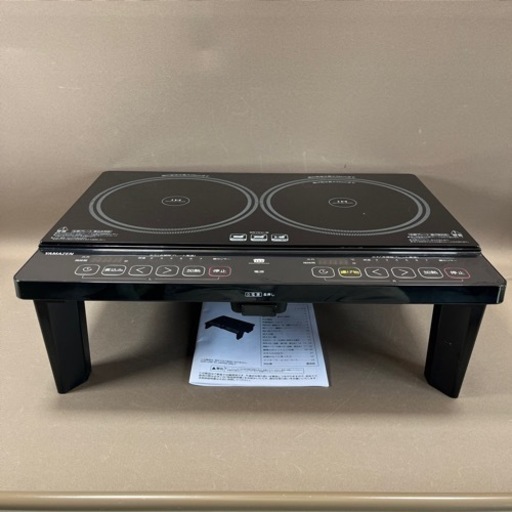 【2023年製】【美品】YAMAZEN 山善 YES-WL1456 2口IH調理器 IHクッキングヒーター ブラックIHコンロ 脚付