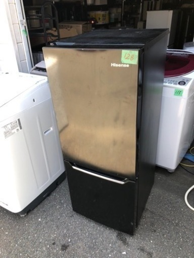 １２８　北九州市内配送無料 ハイセンス 冷蔵庫 幅48cm 150L パールブラック HR-D15CB 2ドア 右開き 自動霜取り コンパクト