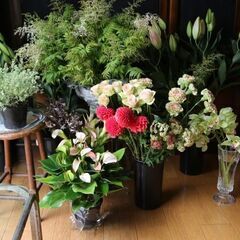 紫陽花のバスケットアレンジメントの画像