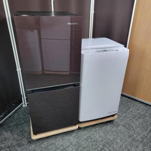 ‍♂️売約済み‼️配送設置は無料‼️最新2021年製✨人気のブラウンガラストップ✨Hisense 家電セット
