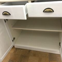 【ジャングルジャングル深井店】★ キッチンカウンター   アンティーク調  ホワイト  収納家具  おしゃれ  シンプル  クリーニング済 堺市 深井 【FU850】の画像