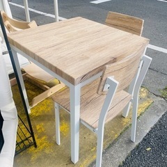 《売約済》【武蔵小山店】【実質表示価格より最大２０％お値引き！！】 ダイニングセット　ダイニングテーブル　ダイニングチェア　ダイニング　3点セット　スチール　dining table chair set  white 検　白　アイアン　木目調　
