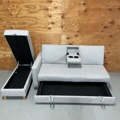 収納付きソファーベット ベージュ 12