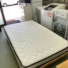 【お取引中】幅120㎝ パイン材 すのこ セミダブルベッド ポケットコイルマットレスセット★1575★の画像