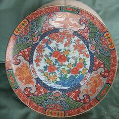 有田焼静山作 色絵金彩四季花文様 飾皿 特大 大皿 直径45cm...