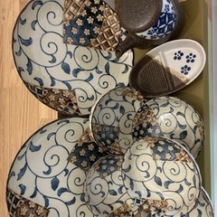 [最終処分価格]  　土物　天ぷら食器セット　5客　(新品未使用品)