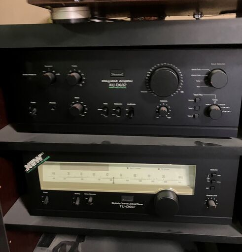【レトロ☆レコード音響セット】SANSUI プリメインアンプAU-D607＋チューナーTU-D607＋Victor QL-Y5 ターンテーブル レコードプレーヤー＋スピーカー