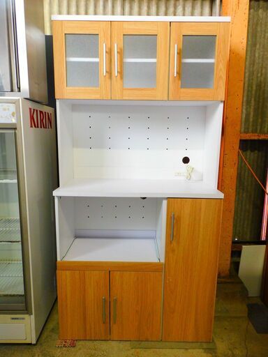 キッチンボード W90.5cm H180 レンジボード 食器棚