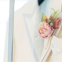 【美品】ウェディングブーケ　ブートニア付　くすみピンク　ローズ　結婚式　前撮りの画像