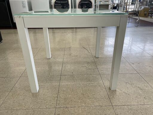 ★店長特別値引き★ 大洋株式会社 ガラステーブル 白 H69×D80×W69 クリーニング済み TJ6307