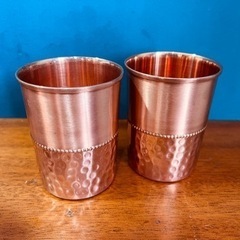 〈新品〉銅製 タンブラー　水筒　コップ2個 アーユルベーダ インド製6/5まで
の画像
