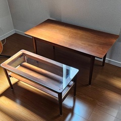 （2段収納式）ブラウンテーブルの画像