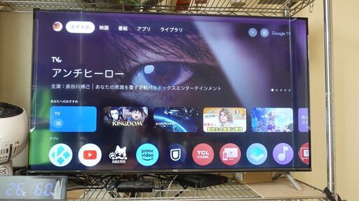 《超美品》TCL 43P636 液晶テレビ 43型 ハイビジョン GoogleTV 無線LAN内蔵 OS搭載 Netflix YouTube Hulu Prime Video 地デジ BS CS 2チューナー 外付けハードディスク対応