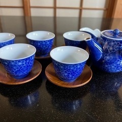 深川製磁 梅丸紋染付玉露茶器揃