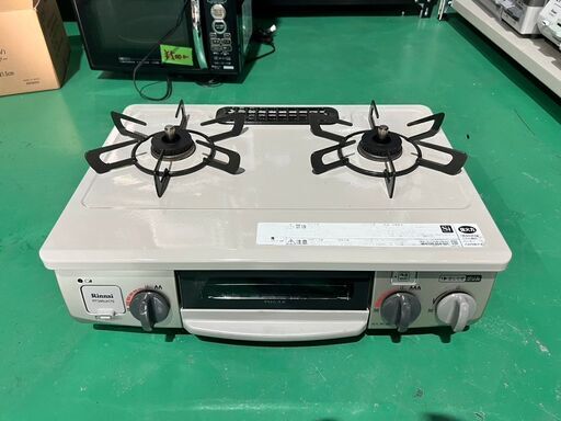 大阪❗️♻️エコマックス♻️配送も可⭕️「S406」⭐️リンナイ⭐️ RT34NJH7S-CR 都市ガス用　テーブルコンロ 2口グリル付き 56cm 片面