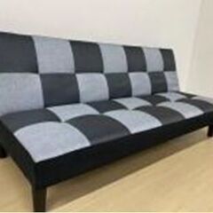 新品　未使用　未開封品　おしゃれなデザインのソファーベッド　布製　シングルサイズ　市松模様　格子柄　の画像