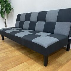 新品　未使用　未開封品　おしゃれなデザインのソファーベッド　布製　シングルサイズ　市松模様　格子柄　の画像
