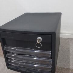 A4レターケース 樹脂製 鍵付き一段+浅型3段　ブラック