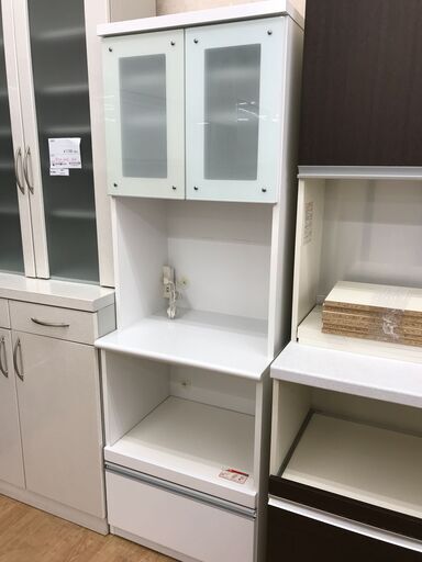 ★ジモティ割あり★ 食器棚　ホワイト H180×W59×D48 クリーニング済み KJ5273