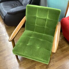 希望値下☆送料無料☆カリモク コラボソファー 1シーター 1人掛け　モスグリーン 1人掛けソファー】カリモク60 モケットグリーン