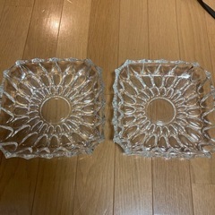 クリスタル ガラス皿　角皿　22㎝ ガラス 角