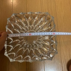 クリスタル ガラス皿　角皿　22㎝ ガラス 角の画像