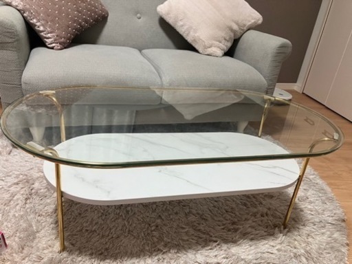 【Francfranc】レガート コーヒーテーブル L ゴールド×マーブル